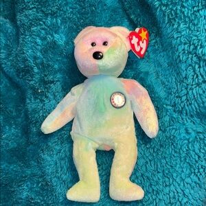 Ty Multicolor Beanie Baby Birthday Bear